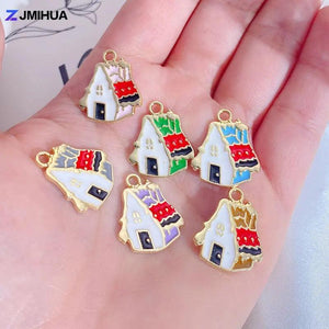 Enamel Charms House Pendants DIY Earrings Bracelets Crafts