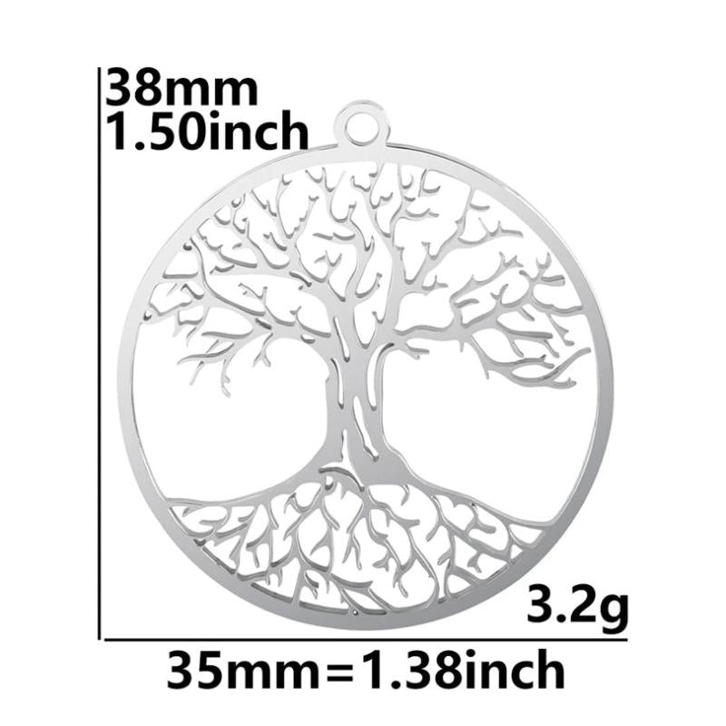 5pcs Tree Of Life Charm Pendant Stainless Steel Trees Charms For Jewelry Making