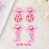 10Pcs/Lot Pink Cowboy Hat Boots Charms for DIY Jewelry