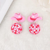 10Pcs/Lot Pink Cowboy Hat Boots Charms for DIY Jewelry