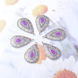 10pcs Bohemian Silver Enamel Purple Charms for Earrings DIY Making