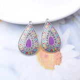 10pcs Bohemian Silver Enamel Purple Charms for Earrings DIY Making