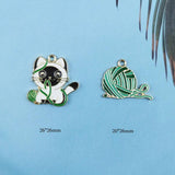 10pcs Enamel Flowers Cat Charms Jewelry Findings