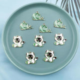 10pcs Enamel Flowers Cat Charms Jewelry Findings