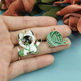 10pcs Enamel Flowers Cat Charms Jewelry Findings