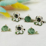 10pcs Enamel Flowers Cat Charms Jewelry Findings