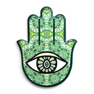 Lucky Eye Ceramic Fatima Hamsa Hand Refrigerator Magnet
