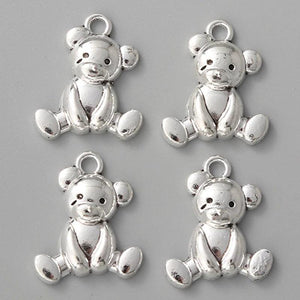 15pcs Little Bear Alloy Charms Silver Animal DIY Jewelry Findings