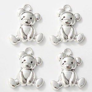 15pcs Little Bear Alloy Charms Silver Animal DIY Jewelry Findings