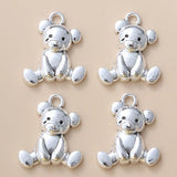 15pcs Little Bear Alloy Charms Silver Animal DIY Jewelry Findings