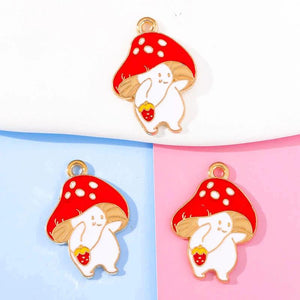20Pcs Colorful Enamel Mushroom Pendants DIY Jewelry Making Accessories