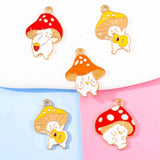 20Pcs Colorful Enamel Mushroom Pendants DIY Jewelry Making Accessories
