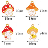 20Pcs Colorful Enamel Mushroom Pendants DIY Jewelry Making Accessories