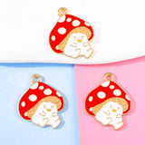 20Pcs Colorful Enamel Mushroom Pendants DIY Jewelry Making Accessories