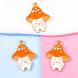20Pcs Colorful Enamel Mushroom Pendants DIY Jewelry Making Accessories