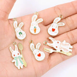 20Pcs Enamel Rabbit Pendant Charms for DIY Jewelry Making Keychain