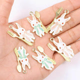 20Pcs Enamel Rabbit Pendant Charms for DIY Jewelry Making Keychain
