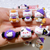 10Pcs Resin Broom Candy Bat Cat Charms DIY Jewelry Making