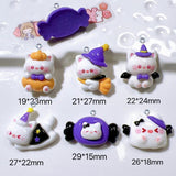 10Pcs Resin Broom Candy Bat Cat Charms DIY Jewelry Making