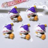10Pcs Resin Broom Candy Bat Cat Charms DIY Jewelry Making
