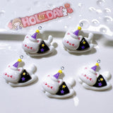 10Pcs Resin Broom Candy Bat Cat Charms DIY Jewelry Making