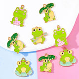 20Pcs Green Enamel Lotus Leaf Strawberry Frog Pendants DIY Handcraft Supplies