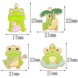 20Pcs Green Enamel Lotus Leaf Strawberry Frog Pendants DIY Handcraft Supplies