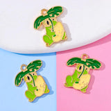 20Pcs Green Enamel Lotus Leaf Strawberry Frog Pendants DIY Handcraft Supplies
