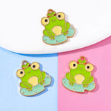 20Pcs Green Enamel Lotus Leaf Strawberry Frog Pendants DIY Handcraft Supplies