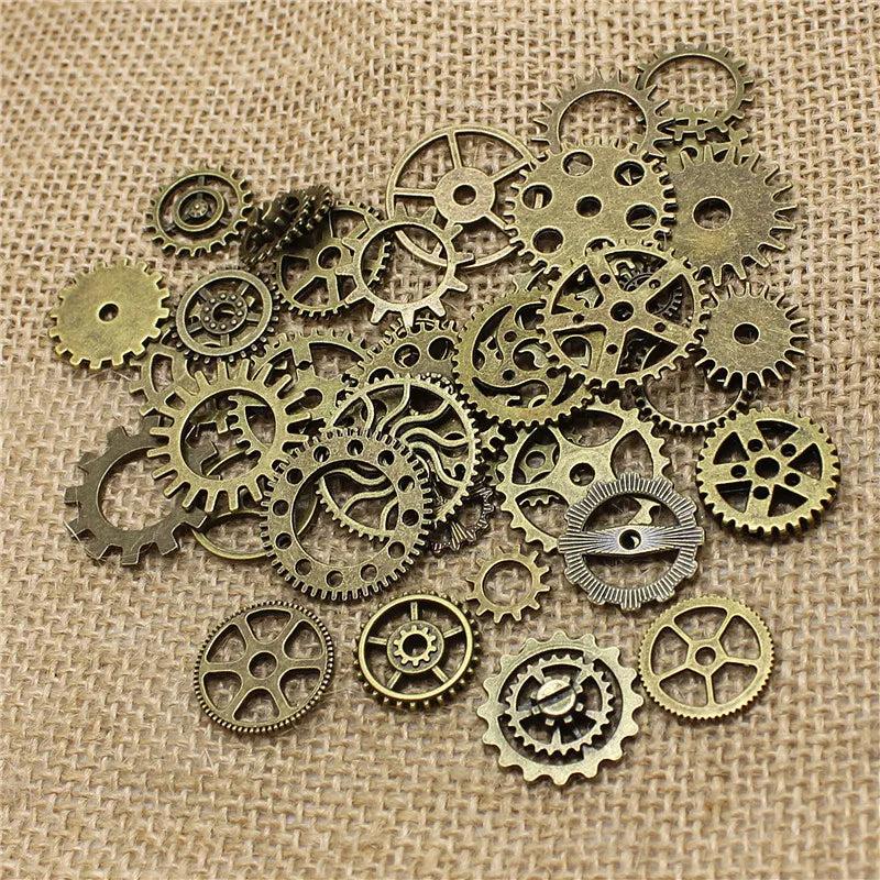 50 Vintage Steampunk Gear Charms Antique Bronze for Bracelets Necklaces