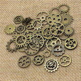 50 Vintage Steampunk Gear Charms Antique Bronze for Bracelets Necklaces