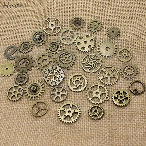 50 Vintage Steampunk Gear Charms Antique Bronze for Bracelets Necklaces