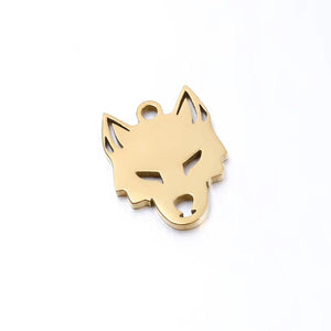 5PCS Stainless Steel Hollow Wolf Head Charms Pendant DIY Jewelry Findings
