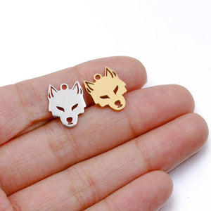 5PCS Stainless Steel Hollow Wolf Head Charms Pendant DIY Jewelry Findings