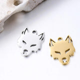 5PCS Stainless Steel Hollow Wolf Head Charms Pendant DIY Jewelry Findings