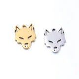 5PCS Stainless Steel Hollow Wolf Head Charms Pendant DIY Jewelry Findings