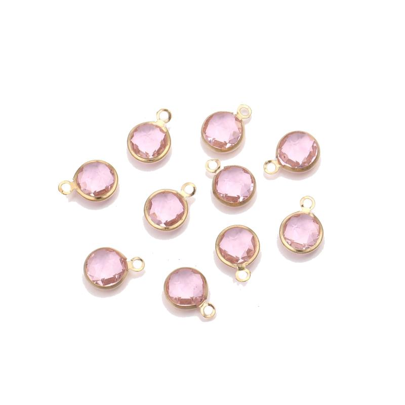 10pcs Stainless Steel 8mm AK Glass Crystal Charms for DIY Jewelry Making