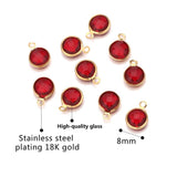 10pcs Stainless Steel 8mm AK Glass Crystal Charms for DIY Jewelry Making