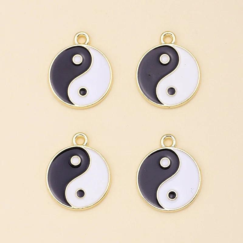 20Pcs Taichi Yin Yang Enamel Charms for DIY Earrings Necklace