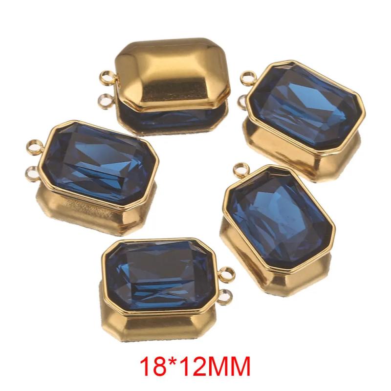 5pcs Stainless Steel Clear Square Crystal Charms DIY Earrings Necklace Bracelet