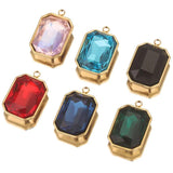 5pcs Stainless Steel Clear Square Crystal Charms DIY Earrings Necklace Bracelet