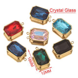 5pcs Stainless Steel Clear Square Crystal Charms DIY Earrings Necklace Bracelet