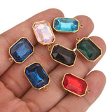 5pcs Stainless Steel Clear Square Crystal Charms DIY Earrings Necklace Bracelet