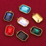 5pcs Stainless Steel Clear Square Crystal Charms DIY Earrings Necklace Bracelet