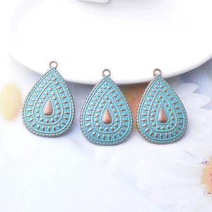 10pcs Antique Bronze Water Drop Charms DIY Earrings Women Jewelry
