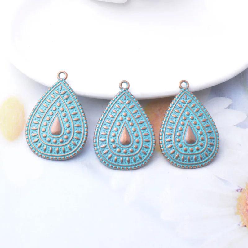 10pcs Antique Bronze Water Drop Charms DIY Earrings Women Jewelry