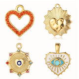 3pcs Evil Eye Sun Heart Rhinestone Pendant DIY Charm Necklace