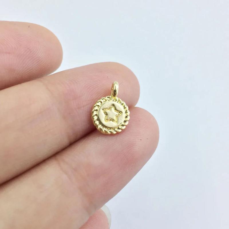 20pcs 8mm Star Print Coin Zinc Alloy DIY Jewelry 2 Colors