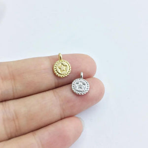 20pcs 8mm Star Print Coin Zinc Alloy DIY Jewelry 2 Colors