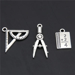 20pcs Metal Architect Compass Charms Silver Pendant for Student Jewelry
